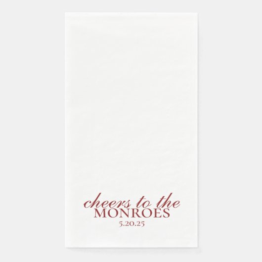 Elegant Red Personalized Wedding Guest Towels  Servet (Voorkant)