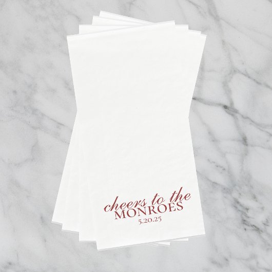 Elegant Red Personalized Wedding Guest Towels  Servet