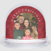 Elegant Red Photo Family Christmas Snow Globe Sneeuwbol (Voorkant)