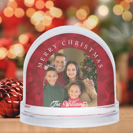 Elegant Red Photo Family Christmas Snow Globe Sneeuwbol