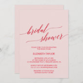 Elegant Red Pink Calligraphy Vrijgezellenfeest Inv Kaart (Voorkant / Achterkant)