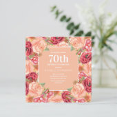 Elegant Red Pink Floral 70e verjaardag Vrouwen Kaart (Staand voorkant)