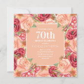 Elegant Red Pink Floral 70e verjaardag Vrouwen Kaart (Voorkant)