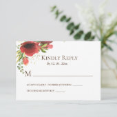 Elegant Red Pink Flowers Greenery Floral RSVP (Staand voorkant)