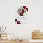 Elegant Red Pink Foto Memorial Welcome Sign. Poster (Keuken)