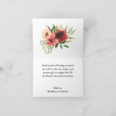 Elegant Red Pink Greenery Floral Waterverf Bedankkaart (Binnen)