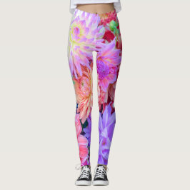 Elegant Red Pink Paars Oranje Flowers Bouquet | Leggings