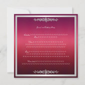 Elegant Red Pink Silver Rozen Birthday Party Kaart (Achterkant)