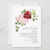 Elegant Red & Pink Summer Floral Wedding  Kaart (Voorkant)