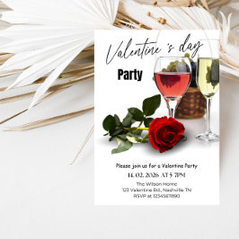 Elegant Red & Pink Valentine Party Kaart