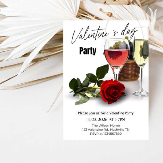 Elegant Red & Pink Valentine Party Kaart
