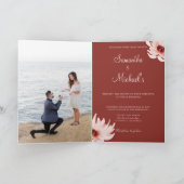 Elegant Red Pink Watercolor Floral Wedding Folded (Binnen)