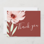 Elegant Red Pink Waterverf Floral Wedding Bedankkaart (Voorkant)