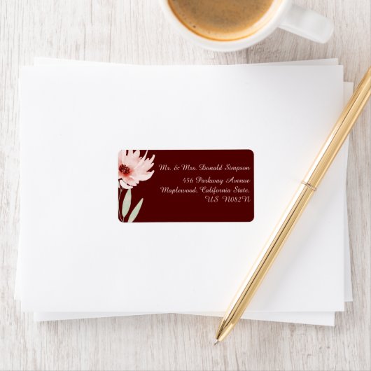 Elegant Red Pink Waterverf Floral Wedding Etiket (Insitu)