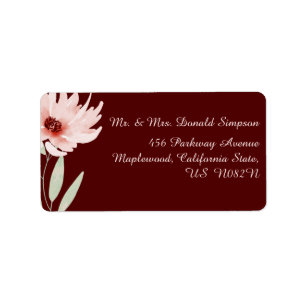 Elegant Red Pink Waterverf Floral Wedding Etiket