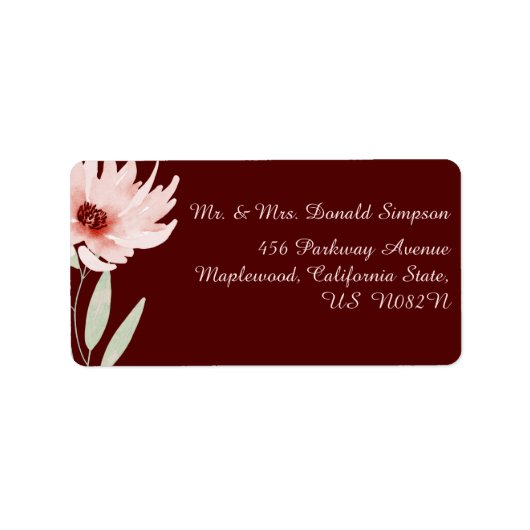 Elegant Red Pink Waterverf Floral Wedding Etiket (Voorkant)