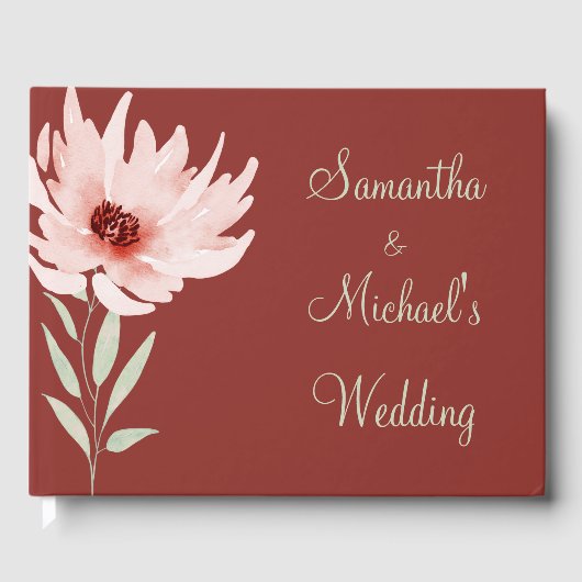 Elegant Red Pink Waterverf Floral Wedding Gastenboek (Voorkant)