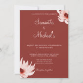 Elegant Red Pink Waterverf Floral Wedding Kaart (Achterkant)