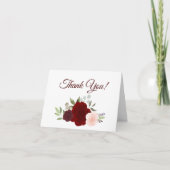 Elegant Red & Pink Waterverf Rozen Weddenschap Fot Bedankkaart (Voorkant)