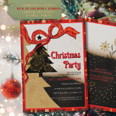 Elegant Red Plaid Ribbon Christmas Party  Kaart