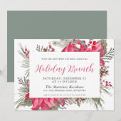 Elegant Red Poinsettia Botanical Holiday Brunch Kaart (Voorkant / Achterkant)