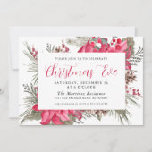 Elegant Red Poinsettia Botanische kerstavond Kaart (Voorkant)