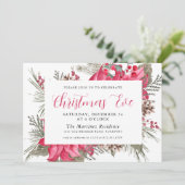 Elegant Red Poinsettia Botanische kerstavond Kaart (Staand voorkant)