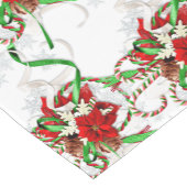 Elegant Red Poinsettia Candy Canes and Snowflakes Korte Tafelloper (Hoek)