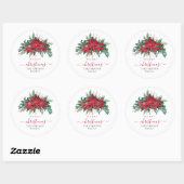 Elegant Red Poinsettia Christmas  Ronde Sticker (Vel)