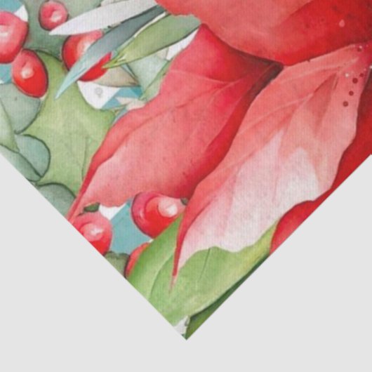 Elegant Red Poinsettia en Berries Tissuepapier (Detail)