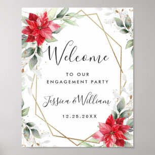 Elegant Red Poinsettia ENGAGTY Welkom Poster