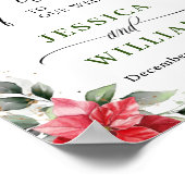 Elegant Red Poinsettia Eucalyptus Weddenschap Welk Poster (Hoek)