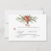 Elegant Red Poinsettia Evergreen Kerstmis RSVP (Voorkant)