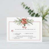 Elegant Red Poinsettia Evergreen Kerstmis RSVP (Staand voorkant)