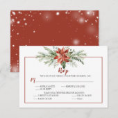 Elegant Red Poinsettia Evergreen Kerstmis RSVP (Voorkant / Achterkant)