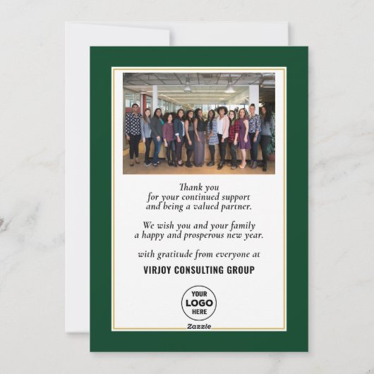 Elegant Red Poinsettia Floral Bough Photo Business Feestdagenkaart (Achterkant)