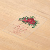 Elegant Red Poinsettia Floral kerst Open House Acryl Uitnodigingen (Laagn)