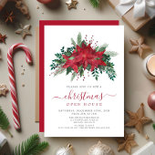 Elegant Red Poinsettia Floral kerst Open House Kaart