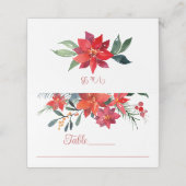 Elegant Red Poinsettia Floral kerstbruiloft Plaatskaartje (Buitenkant ongevouwen)