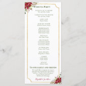 Elegant Red Poinsettia Floral kerstbruiloft Programmakaart (Achterkant)