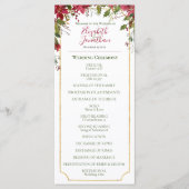 Elegant Red Poinsettia Floral kerstbruiloft Programmakaart (Voorkant)