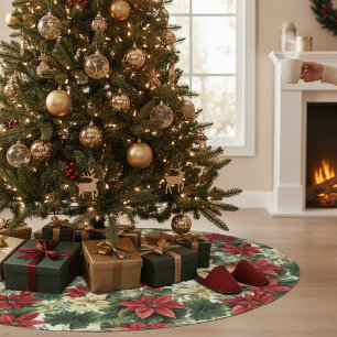 Elegant Red Poinsettia Floral kerstfeestdag Kerstboom Rok