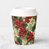Elegant Red Poinsettia Floral kerstfeestdag Papieren Bekers (Voorkant)