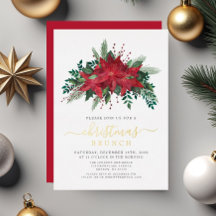 Elegant Red Poinsettia Floral Kerstmis Brunch