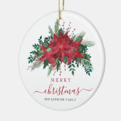 Elegant Red Poinsettia Floral Merry kerst Keramisch Ornament (Links)