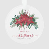 Elegant Red Poinsettia Floral Merry kerst Ornament (achterkant)