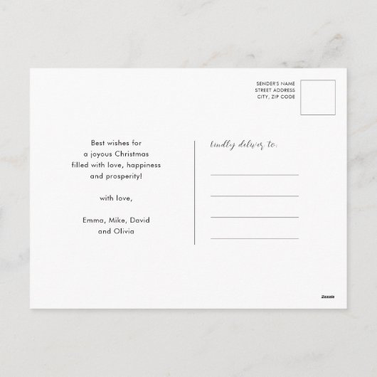 Elegant Red Poinsettia Floral modern Script Chic H Feestdagenkaart (Achterkant)