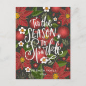 Elegant Red Poinsettia Floral modern Script Chic H Feestdagenkaart (Voorkant)