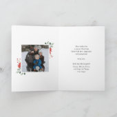 Elegant Red Poinsettia Floral modern script Feestdagen Kaart (Binnen)