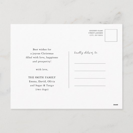 Elegant Red Poinsettia Floral modern script Feestdagenkaart (Achterkant)